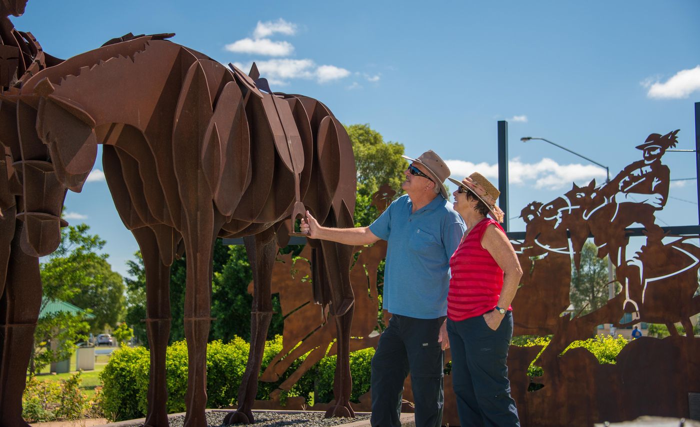 Visitors admiring the Light Horse Monument