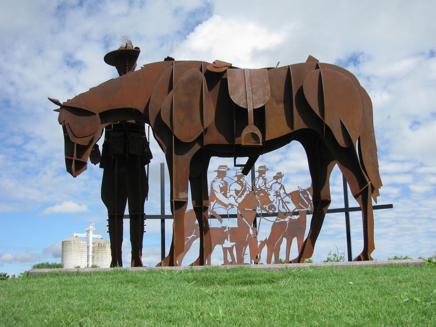The steel Australian Light Horse Monument in Capella