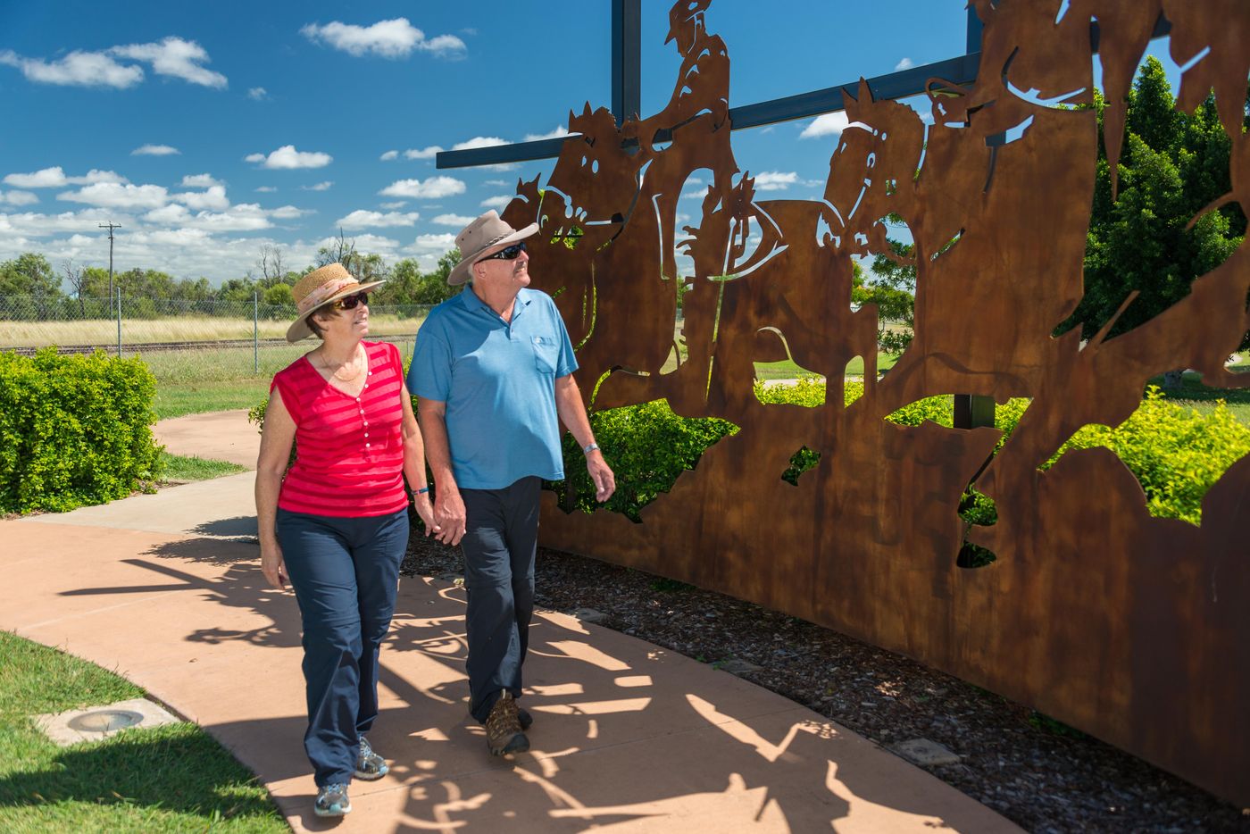 Visitors walking past the Light Horse diorama